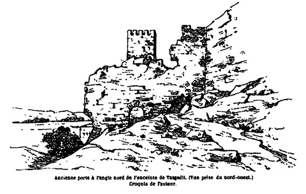 Les ruines de Tasgelt dessiné par Charles de Foucault en 1883