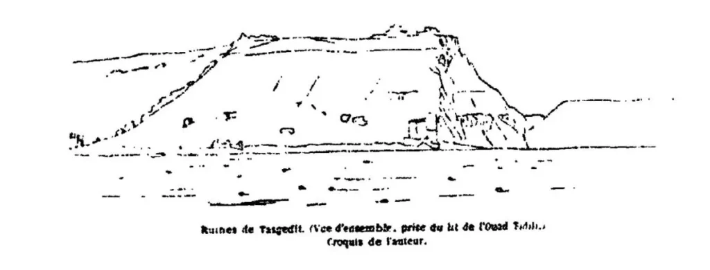 The ruins of Tasgedlt drawn by Charles de Foucauld