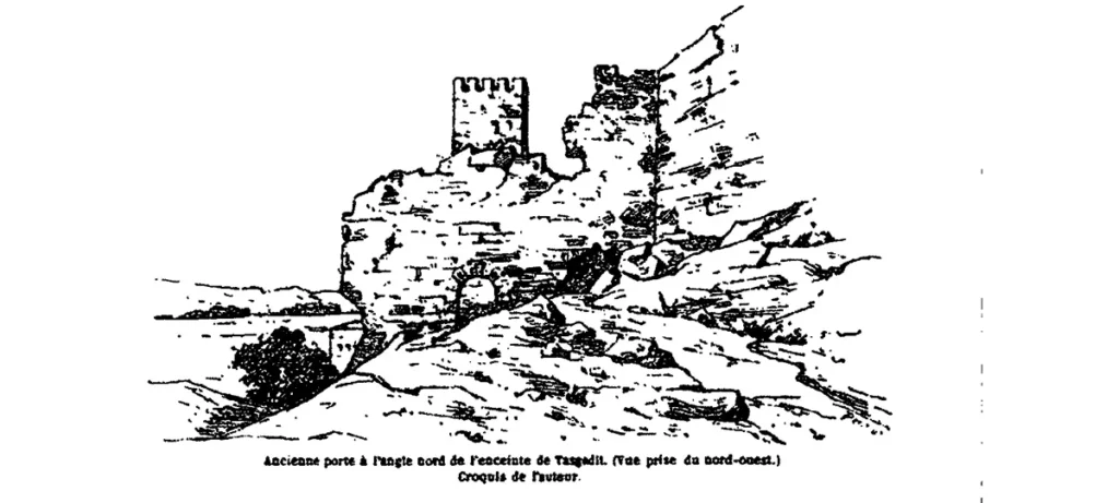 The ruins of Tasgedlt drawn by Charles de Foucauld
