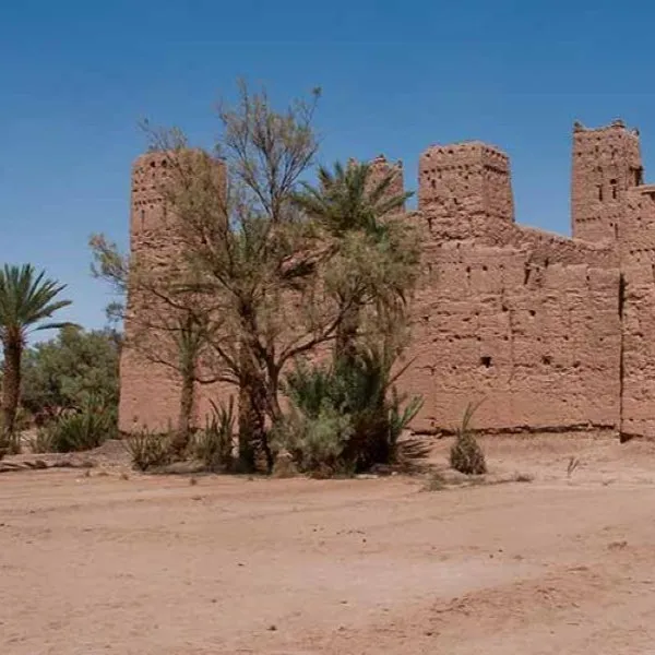 A ruined kasbah in the Skoura palm grove
