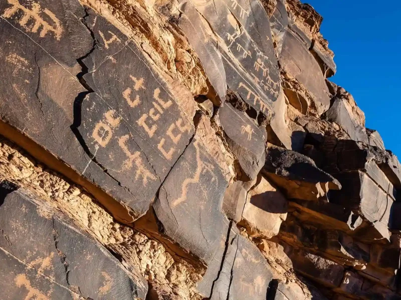 Ancient writing on rocks in south-east Morocco