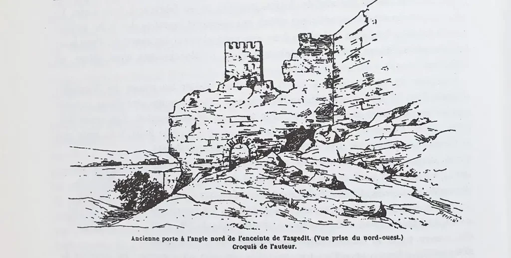 The ruins of Tasgedlt as seen by Charles de Foucauld