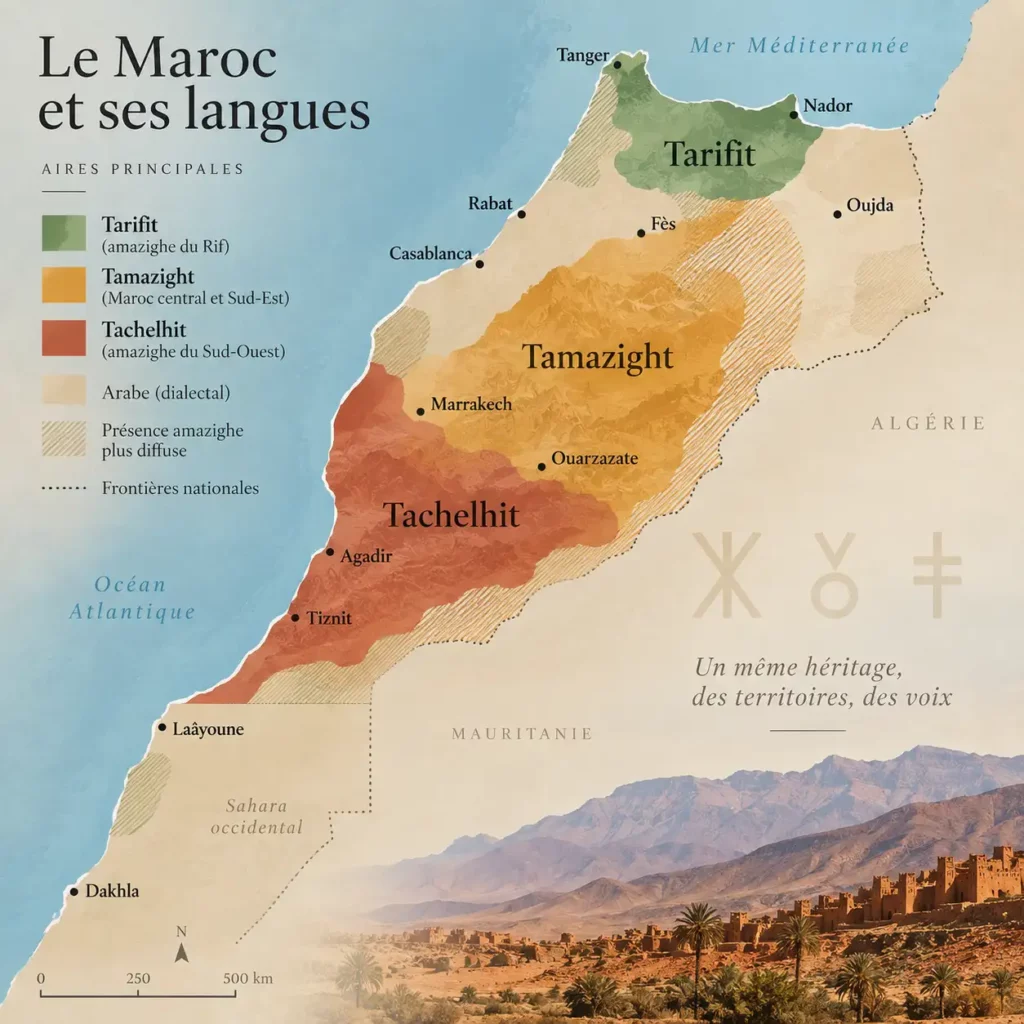Carte des langues au Maroc